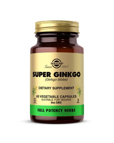Гинкго Билоба Супер, Super Ginkgo Biloba, Solgar, 60 вегетарианских капсул