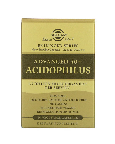 Пробіотики, Advanced 40+ Acidophilus, Solgar, 60 капсул
