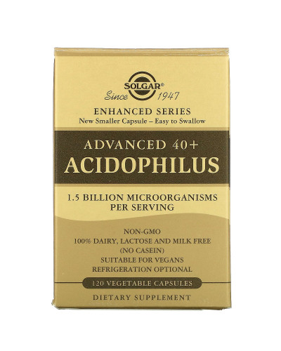 Пробіотики, Advanced 40+ Acidophilus, Solgar, 120 капсул