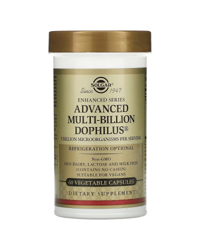 Комплексні Пробіотики Дофілус, Advanced Multi-Billion Dophilus, Solgar, 60 капсул