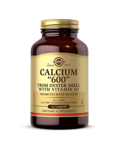 Кальцій з мушлі устриці з вітаміном D3, 600 мг, Calcium from Oyster Shell with Vitamin D3, Solgar, 120 таблеток