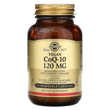 Вегетарианский Коэнзим Q10, 120 мг, Vegetarian CoQ-10, Solgar, 60 вегетарианских капсул