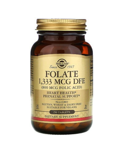 Фолат (В9) 800 мкг, Folic Acid, Solgar, 250 таблеток