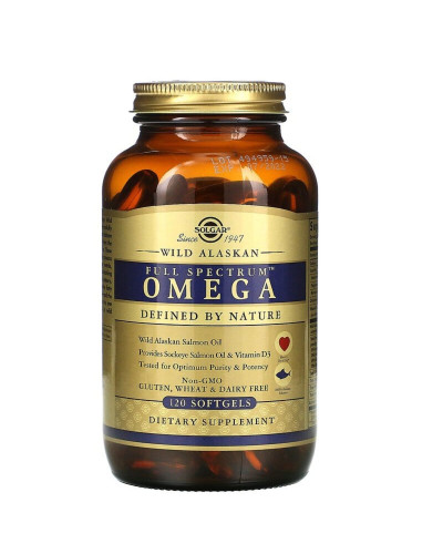 УЦІНКА Жир Аляскинського лосося, Wild Alaskan Salmon Oil, Solgar, 120 гелевих капсул (без коробки)