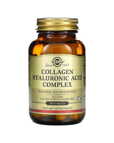 УЦІНКА Колаген з гіалуроновою кислотою, Collagen Hyaluronic Acid Complex, Solgar, 30 таблеток (м'ята коробка) УЦІНКА Колаген з гіалуроновою кислотою, Collagen Hyaluronic Acid Complex, Solgar, 30 таблеток (м'ята коробка)