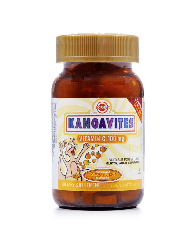 Витамин C детский, 100 мг, Кангавитес, вкус апельсина, Kangavites, Vitamin C, Solgar, 90 жевательных таблеток