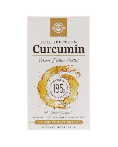 Куркумін, Full Spectrum Curcumin, Solgar, 30 желатинових капсул з рідким екстрактом
