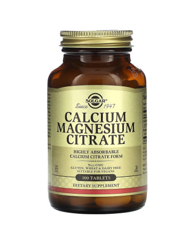 Кальцій та магній цитрат, Calcium Magnesium Citrate, Solgar, 100 таблеток