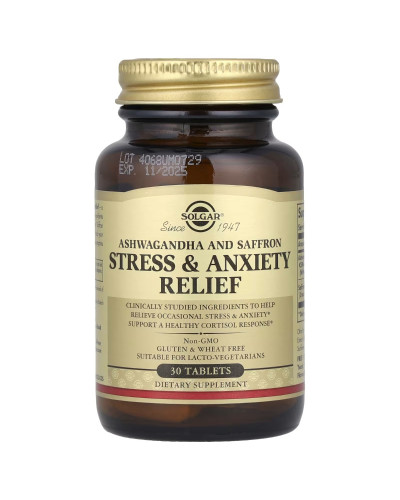 Зняття стресу та тривоги, Stress & Anxiety Relief, Solgar, 30 таблеток