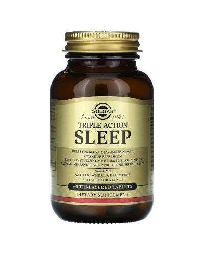 Здоровий сон, вповільнена потрійна дія, Sleep, Triple Action, Solgar, 60 таблеток
