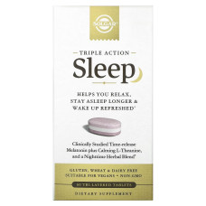 Здоровый сон, замедленное тройное действие, Sleep, Triple Action, Solgar, 60 таблеток