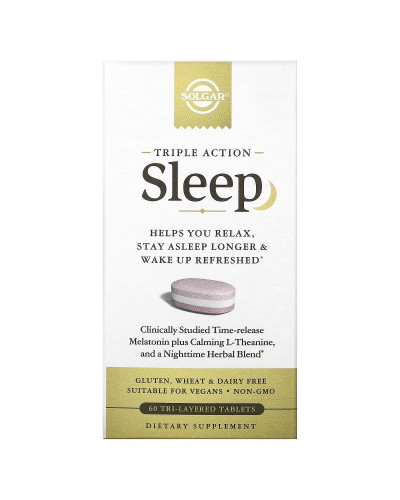 Здоровий сон, вповільнена потрійна дія, Sleep, Triple Action, Solgar, 60 таблеток