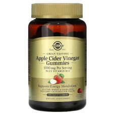 Яблочный уксус, 500 мг, вкус малины и граната, Apple Cider Vinegar Gummies, Solgar, 100 жевательных конфет