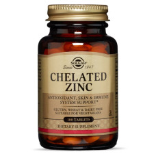 УЦЕНКА Цинк Хелат, Chelated Zinc, Solgar, 100 таблеток (без наружной пленки)