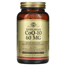 Вегетарианский Коэнзим Q-10, 60 мг, Vegetarian CoQ-10, Solgar, 180 вегетарианских капсул