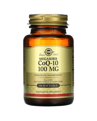 Коензим Q-10, Megasorb CoQ-10, 100 мг, Solgar, 60 капсул