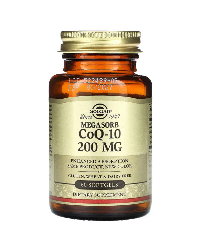 Коэнзим Q-10, 200 мг, Megasorb CoQ-10, Solgar, 60 гелевых капсул