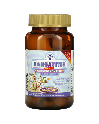 УЦІНКА Вітаміни для Дітей, Kangavites (Кангавітс), Cмак Ягід, Solgar, 120 Жувальних Таблеток (пошкодження етикетки та зовнішньої плівки)