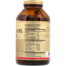 УЦЕНКА Льняное Масло, Flaxseed Oil, Solgar, 1250 мг, 100 гелевых капсул (вмятина на крышке)