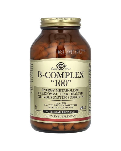 B-комплекс, B-Complex "100", Solgar, 250 вегетаріанських капсул