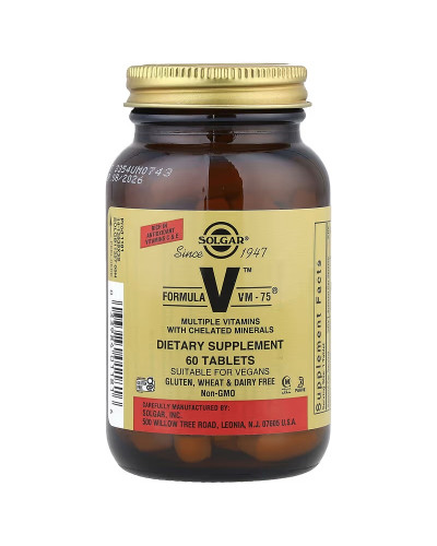 Мультивітамінна Формула, Formula VM-75, Solgar, 60 таблеток