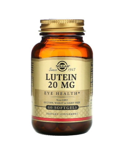 Лютеин, 20 мг, Lutein, Solgar, 60 гелевых капсул