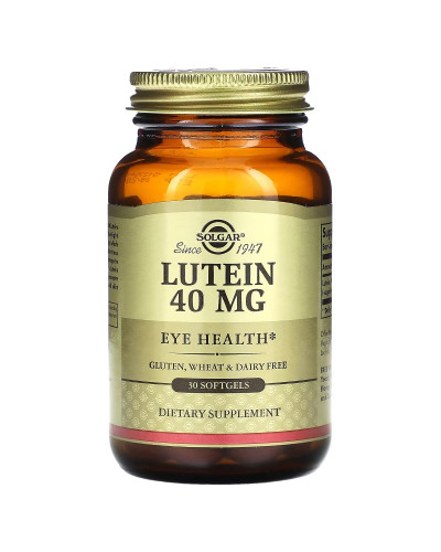 Лютеїн, 40 мг, Lutein, Solgar, 30 гелевих капсул