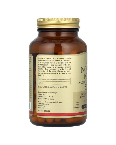 Ніацин (В3), 500 мг, No-Flush Niacin, Solgar, 100 вегетаріанських капсул Ніацин (В3), 500 мг, No-Flush Niacin, Solgar, 100 вегетаріанських капсул