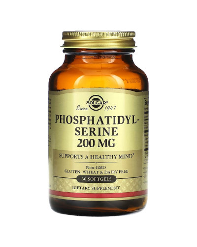 Фосфатидилсерин, 200 мг, Phosphatidylserine, Solgar, 60 гелевых капсул