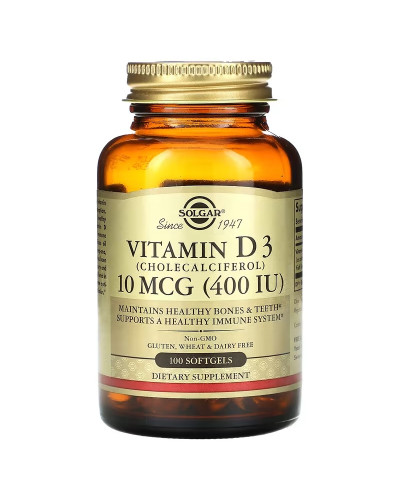 Вітамін D3, 10 мкг (400 МО), Vitamin D3 (Cholecalciferol), Solgar, 240 гелевих капсул
