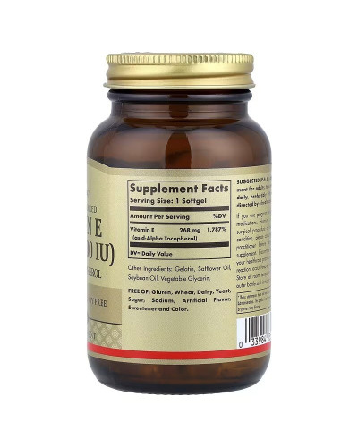 Вітамін Е, 268 мг (400 МО), Vitamin E, Solgar, 100 гелевих капсул