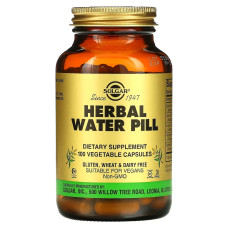 Мочегонное средство из трав, Herbal Water Pill, Solgar, 100 вегетарианских капсул