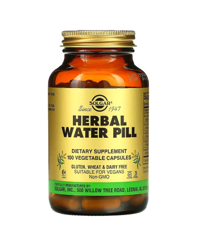 Сечогінний засіб із трав, Herbal Water Pill, Solgar, 100 вегетаріанських капсул