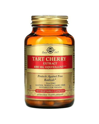 Екстракт терпкої вишні, 1000 мг, Tart Cherry Extract, Solgar, 90 вегетаріанських капсул Екстракт терпкої вишні, 1000 мг, Tart Cherry Extract, Solgar, 90 вегетаріанських капсул