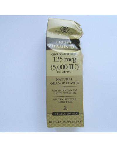 Уцінка Вітамін D3, Liquid Vitamin D3, Solgar, 5000 Ме, 59 мл. (апельсиновий смак)