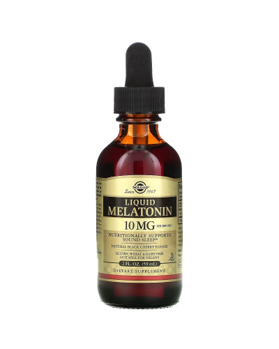 Мелатонін рідкий, 10 мг, смак черешні, Liquid Melatonin, Solgar, 59 мл