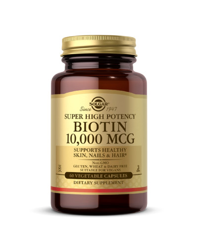 УЦІНКА Біотин (В7) 10 000 мкг, Biotin, Solgar, 60 вегетаріанських капсул (пошкодження упаковки)