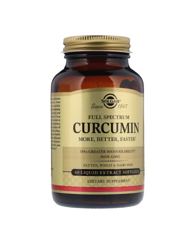 Куркумін, Full Spectrum Curcumin, Solgar, 60 желатинових капсул з рідким екстрактом