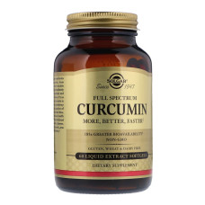 УЦЕНКА Куркумин, Full Spectrum Curcumin, Solgar, 60 желатиновых капсул с жидким экстрактом (поврежденная коробка)