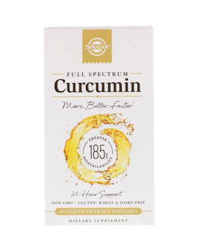 Куркумін, Full Spectrum Curcumin, Solgar, 60 желатинових капсул з рідким екстрактом