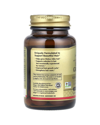 Засіб для росту волосся, Age-Defying Nutrition, Hair Growth, Solgar, 30 веганських капсул Засіб для росту волосся, Age-Defying Nutrition, Hair Growth, Solgar, 30 веганських капсул