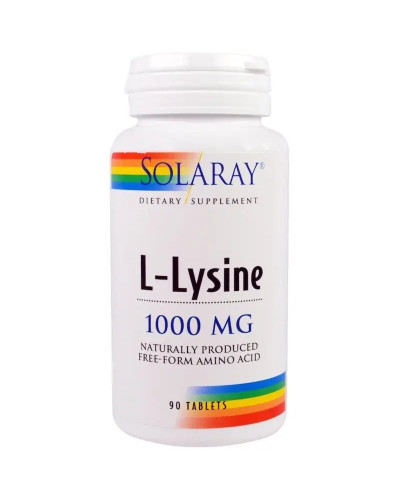 Лізин 1000 мг, L-Lysine, Solaray, 90 Таблеток