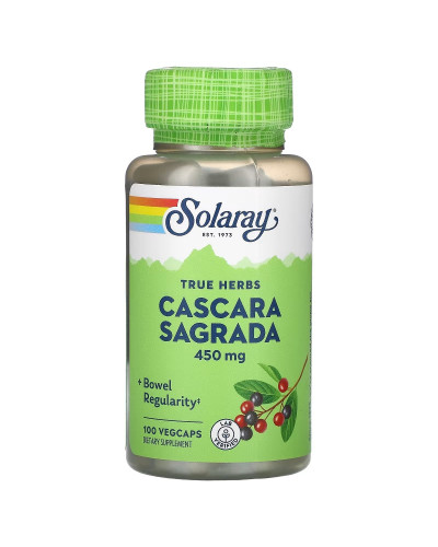 Каскара Саграда, 450 мг, Cascara Sagrada, Solaray, 100 вегетарианских капсул