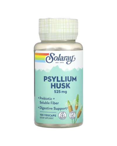 Лушпиння насіння подорожника, 525 мг, Psyllium Husk, Solaray, 100 вегетаріанських капсул
