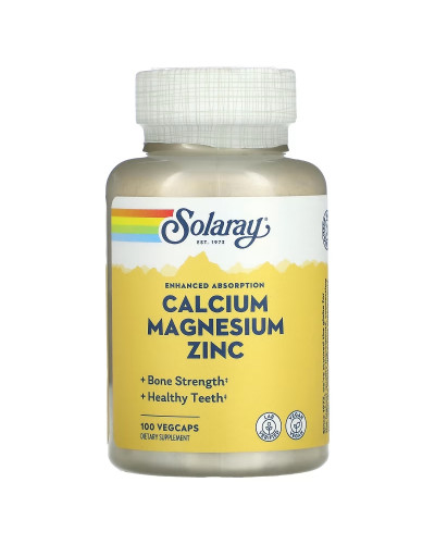 Кальцій Магній Цинк, Calcium Magnesium Zinc, Solaray, 100 капсул
