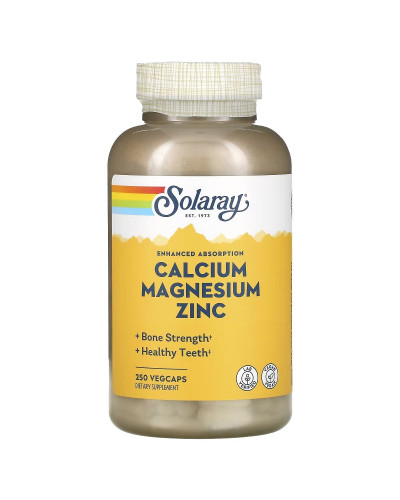 Кальций Магний Цинк, Calcium Magnesium Zinc, Solaray, 250 капсул