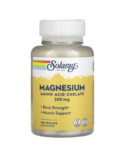 Магній, 200 мг, Magnesium, Solaray, 100 вегетаріанських капсул