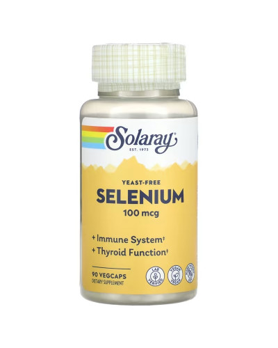 Селен бездрожжевий, 100 мкг, Yeast-Free Selenium, Solaray, 90 вегетаріанських капсул