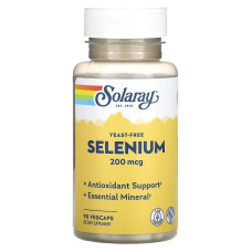 Селен бесдрожжевой, 200 мкг, Yeast-Free Selenium, Solaray, 90 вегетарианских капсул.
