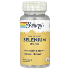 Селен высокоэффективный, 200 мкг, Selenium, High Potency, Solaray, 100 вегетарианских капсул.